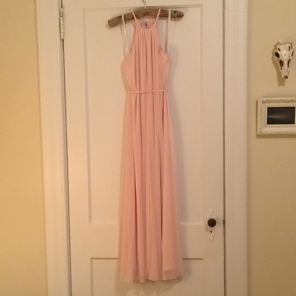 Davids Bridal SoftMesh Halter Dress petal pink